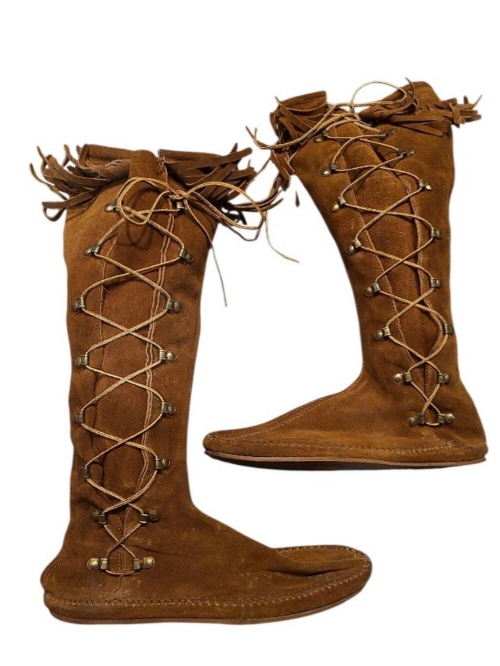 Minntonka Lace Up Knee High Moccassins